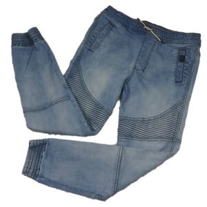 Nitrous Black Pull On Elastic Waist Jogger Jeans